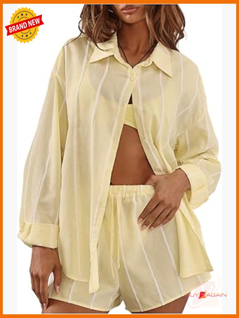 Oversized Striped Button Down Shirt Cruise Outfits Long Sleeve Viscose Blouse